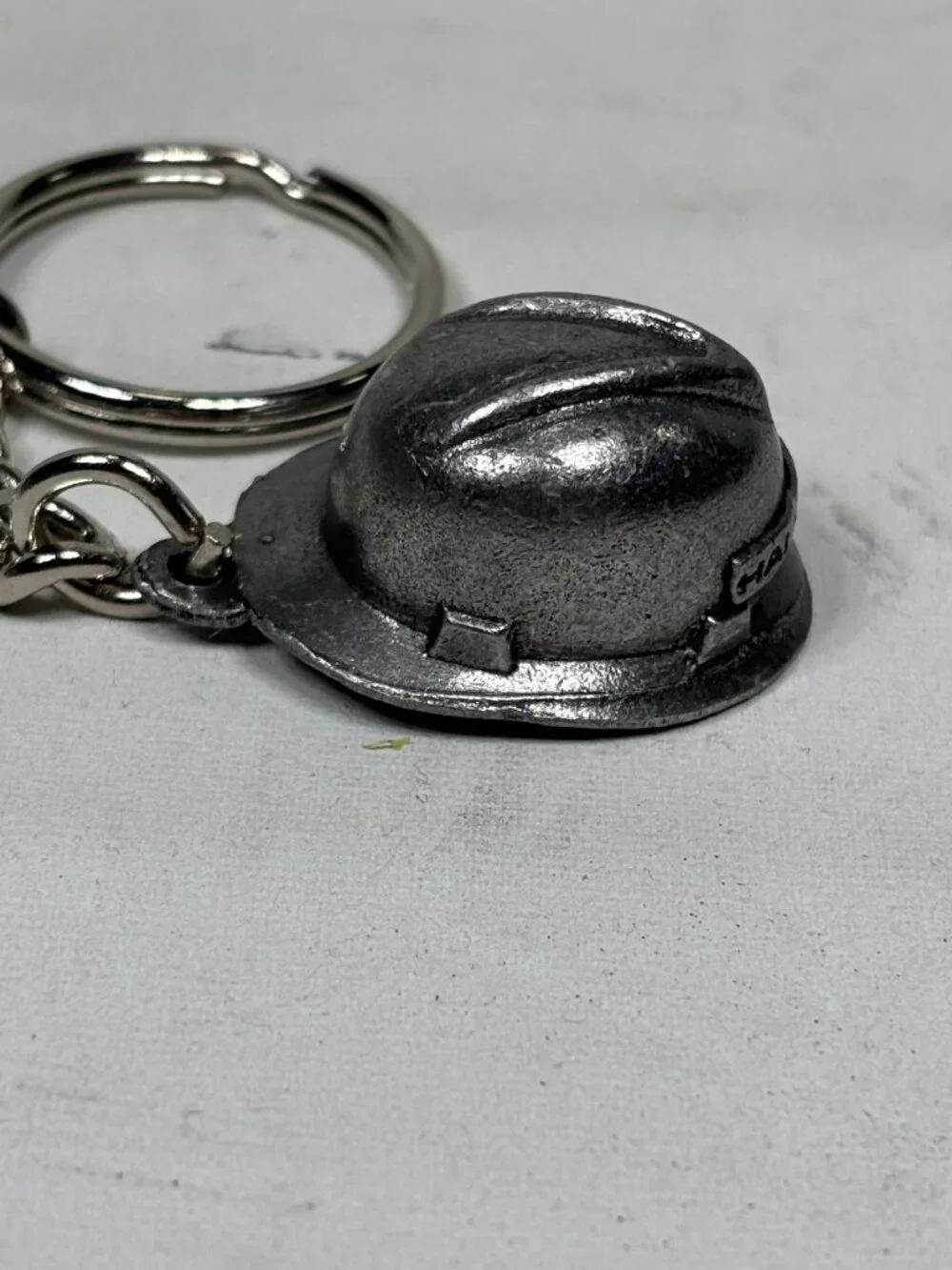 Vintage Halliburton Hard Hat Keychain Pewter Metal Oilfield Promo Safety Award